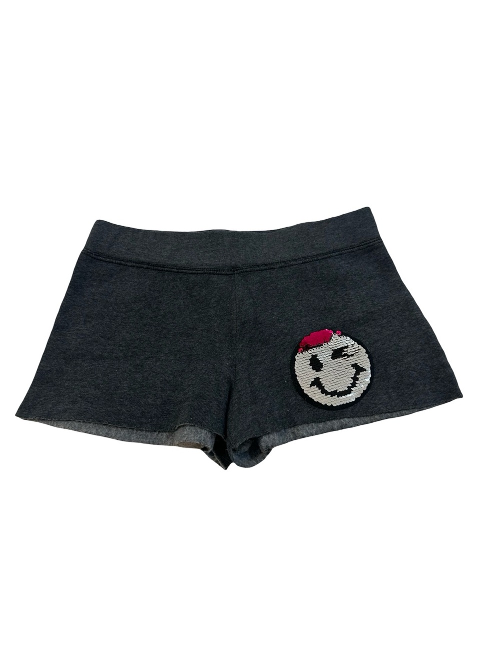 EUC So Nikki Girls Medium Dark Gray Smiley Sequin Lounge Shorts